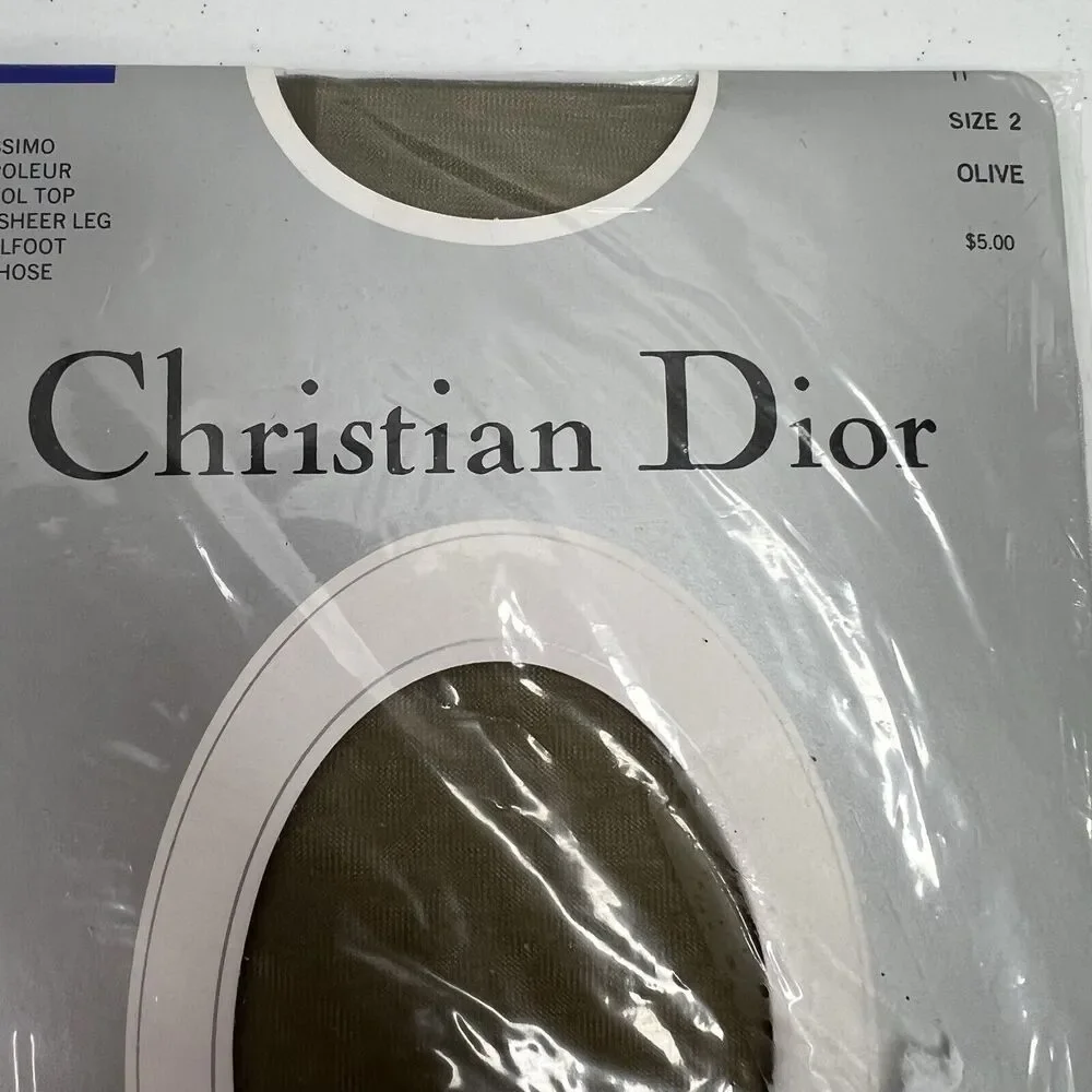 Vtg Christian Dior Panty Hose Stockings Nylons Olive Size 2 Fits 155-170 lbs USA